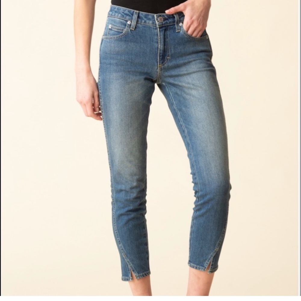 AMO Twist Mid Rise Ankle Skinny Denim Jeans 31 NWT